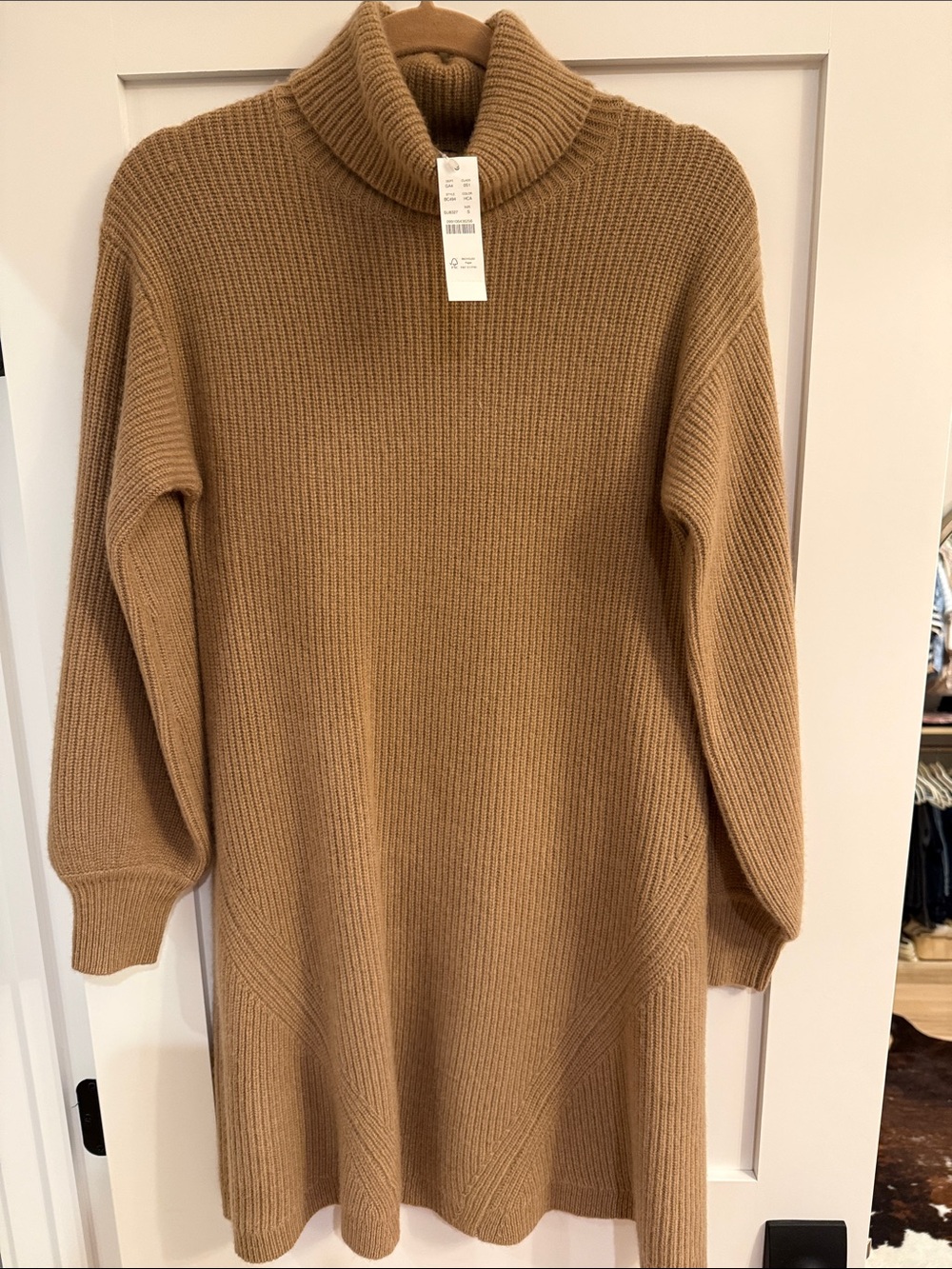J. Crew Camel Ribbed Turtleneck Sweater Dress